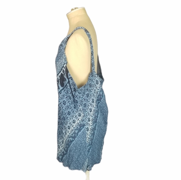 Gabrielle Womens Plus Size Blue Printed Tunic Slee - Picture 3 of 4